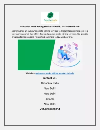 Outsource Photo Editing Services To India Dataslexindia