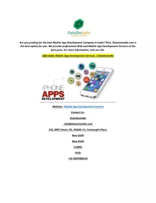 Affordable Mobile App Development Services  DataSlexIndia