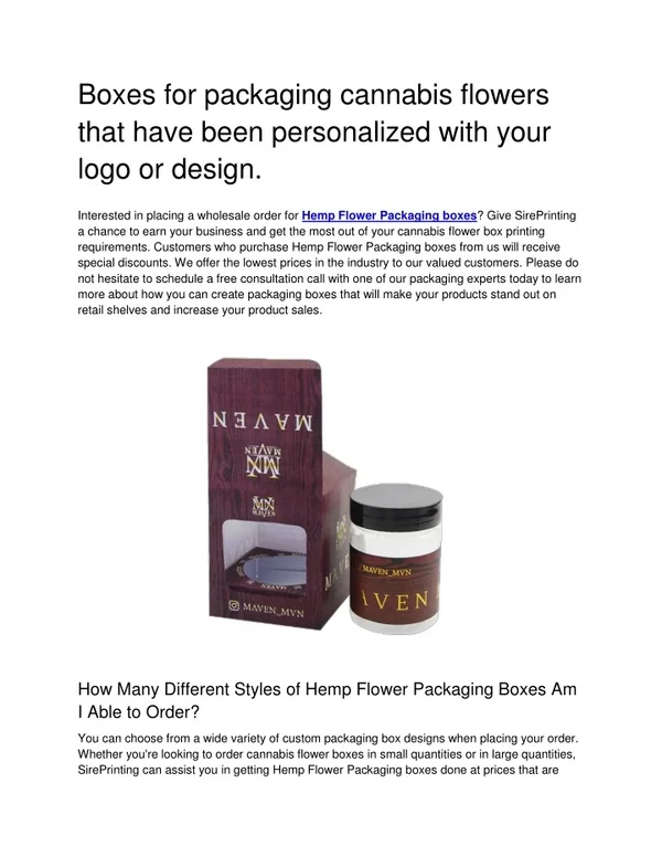 Boxes for packaging cannabis flowers that have been personalized with your logo or design