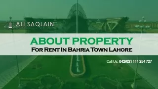 About Property For Rent In Bahria Town Lahore