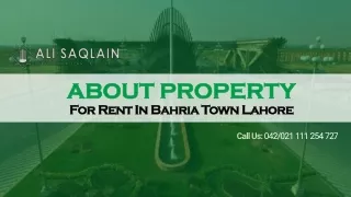About Property For Rent In Bahria Town Lahore