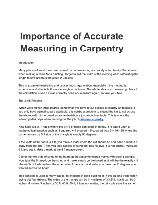 Importance of Accurate Measuring in Carpentry