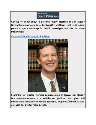 Personal Injury Attorney In San Diego  Brettpetersonlaw.com