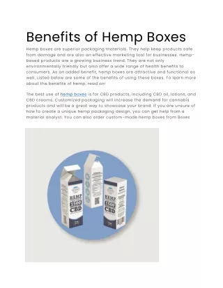 Benefits of Hemp Boxes