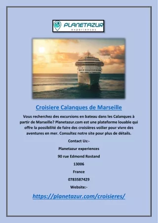 Croisière Marseille Calanques | Planetazur.com