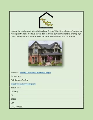 Roofing Contractors Roseburg Oregon | Richrayburnroofing.com