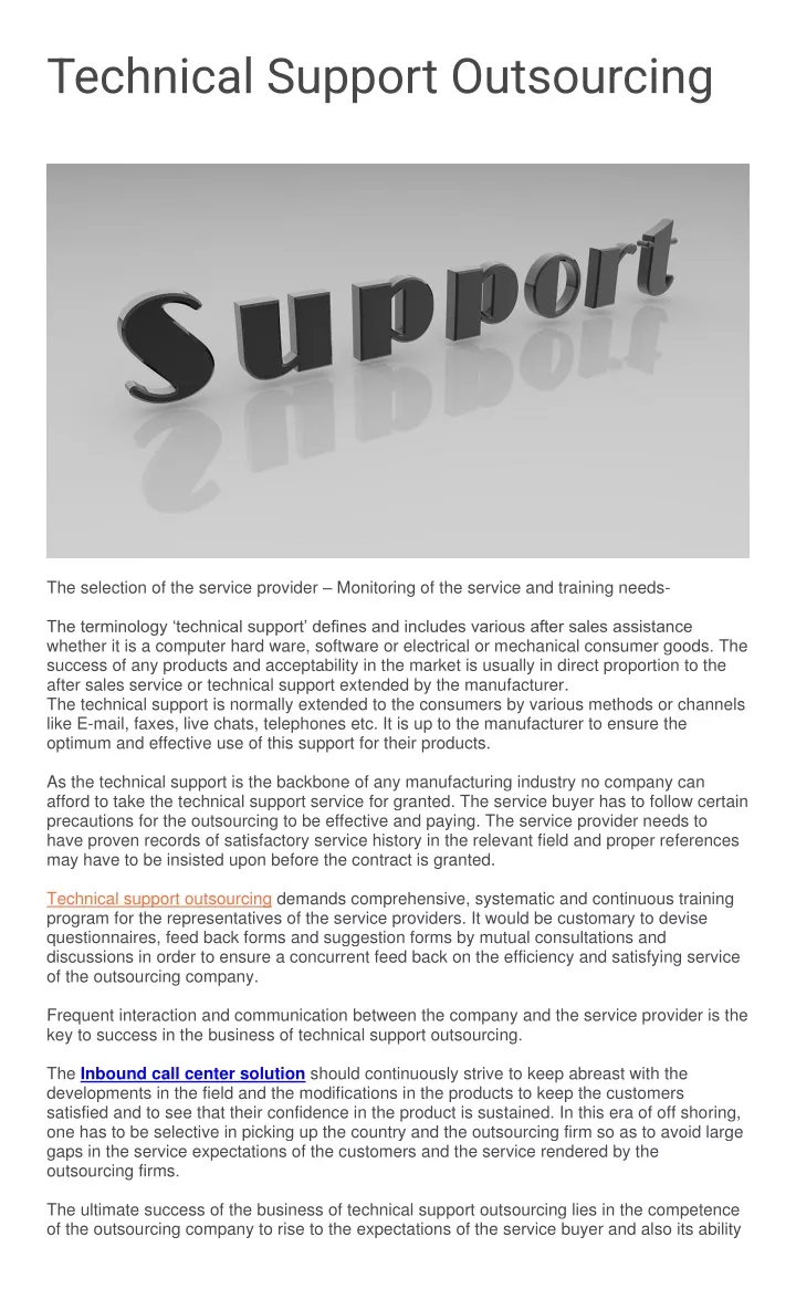 technical support outsourcing