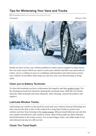 tips for winterizing your vans and trucks