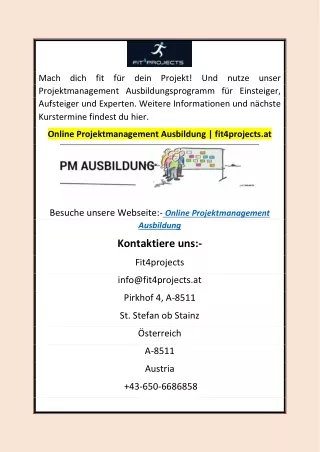 Online Projektmanagement Ausbildung  fit4projects.at