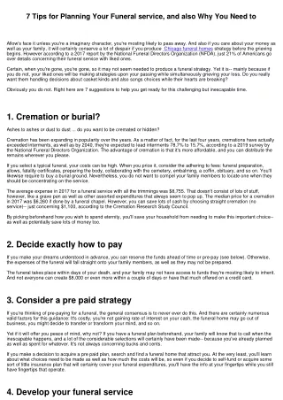 7 Tips for Planning Your Funeral service, as well as Why You Ought to