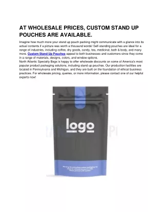 at wholesale prices custom stand up pouches