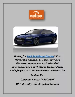 Audi A4 Mileage Blocker | Mileageblocker.com