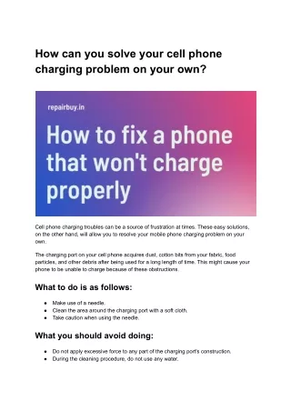 How can you solve your cell phone charging problem on your own?