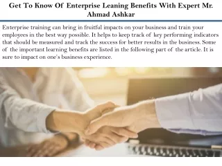 get to know of enterprise leaning benefits with