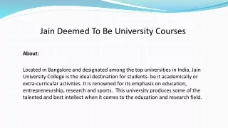 jain deemed to be university courses
