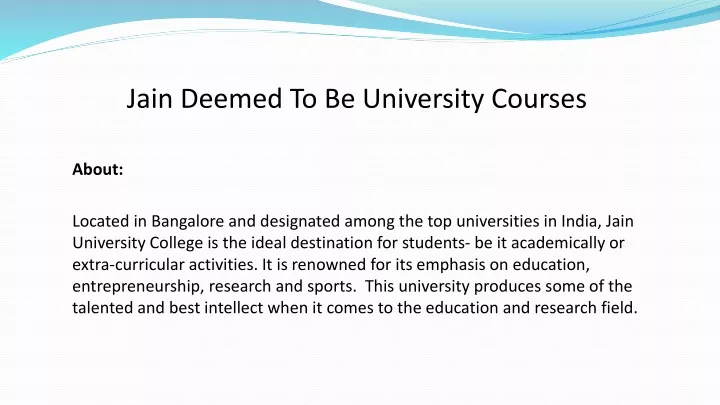 jain deemed to be university courses