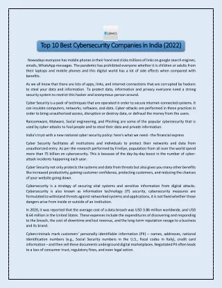 Top 10 Best Cybersecurity Companies In India (2022)
