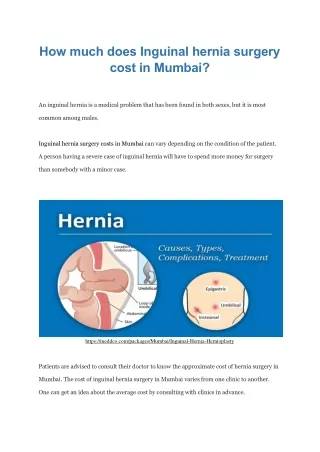 How much does Inguinal hernia surgery cost in Mumbai ?