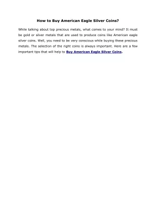 How to buy American eagle silver coins
