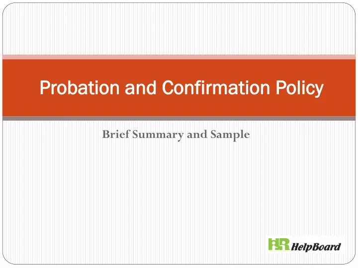 probation and confirmation policy