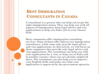 Best Immigration Consultants in Canada..