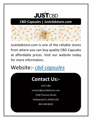 cbd capsules justcbdstore com