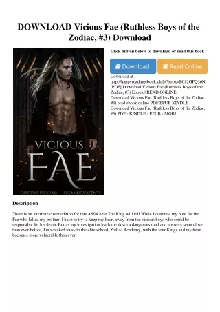 DOWNLOAD Vicious Fae (Ruthless Boys of the Zodiac  #3) Download