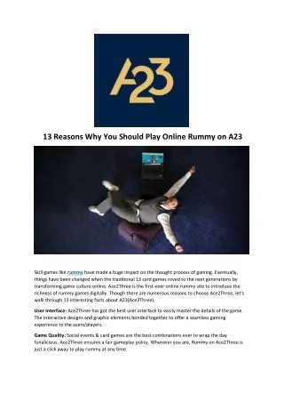 13 reasons why you should play online rummy on a23