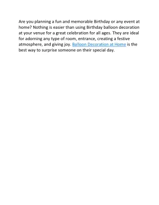 Birthday Balloon Decoration Service