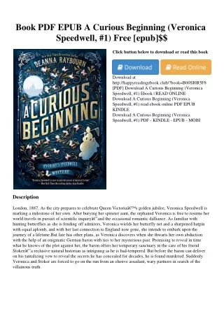 Book PDF EPUB A Curious Beginning (Veronica Speedwell  #1) Free [epub]$$