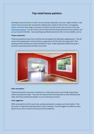 Top Rated House Painters