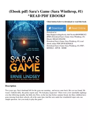 (Ebook pdf) Sara's Game (Sara Winthrop  #1) ^READ PDF EBOOK#