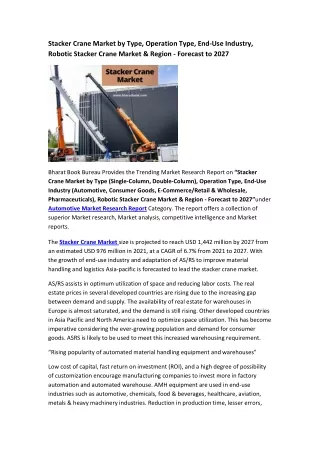 stacker crane market by type operation type