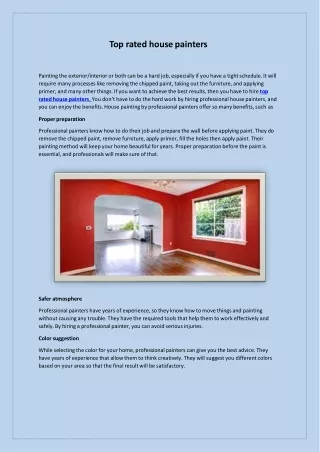 Top Rated House Painters