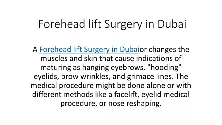 forehead lift surgery in dubai