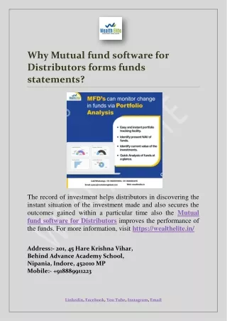 why mutual fund software for distributors forms