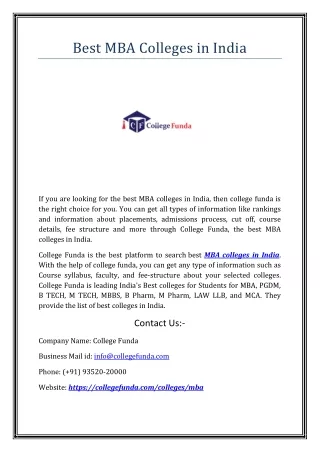 Best MBA colleges in India