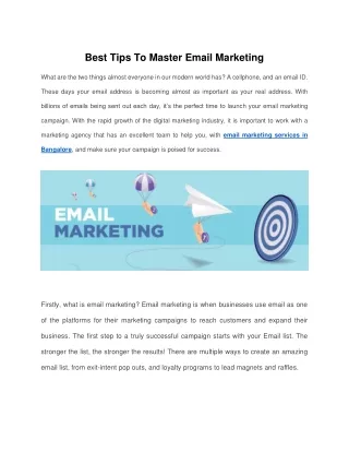 Best Tips To Master Email Marketing