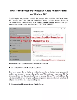 what is the procedure to resolve audio renderer