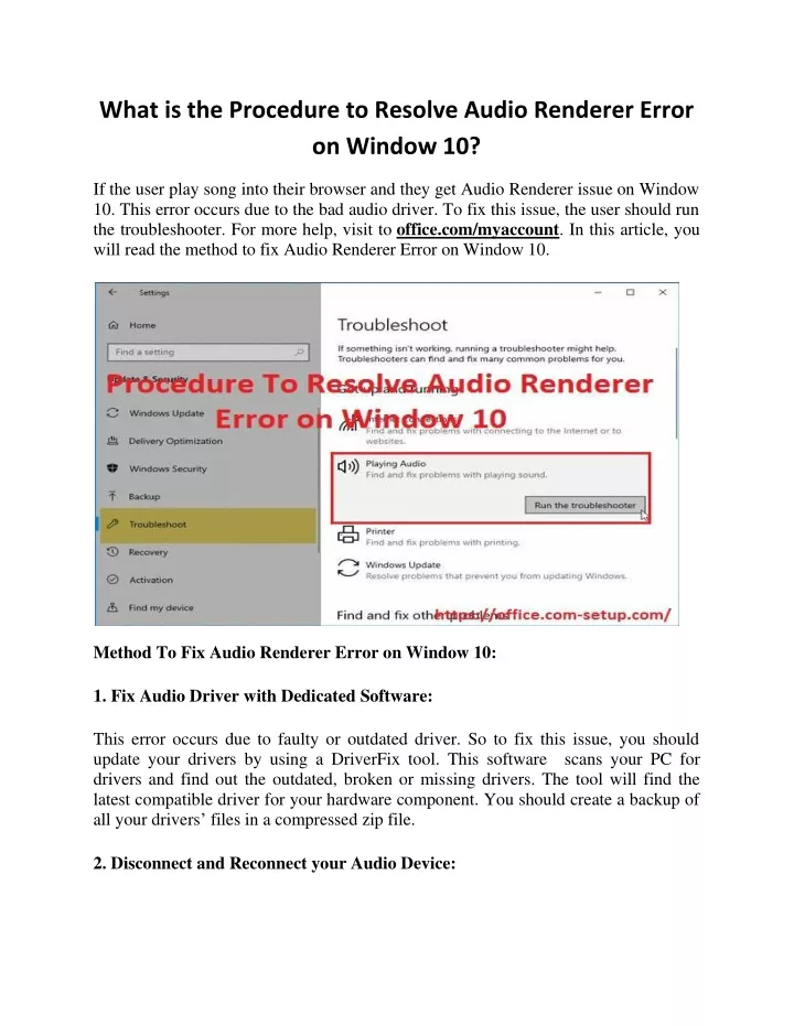 what is the procedure to resolve audio renderer