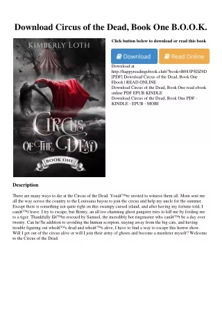 Download Circus of the Dead  Book One <*READ*> B.O.O.K.