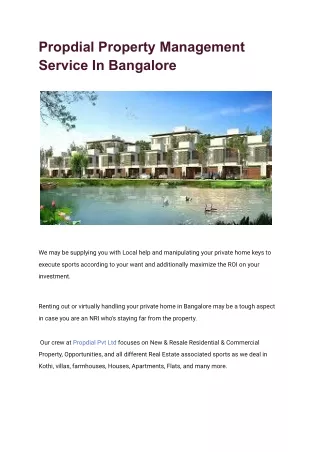 propdial property management service in bangalore