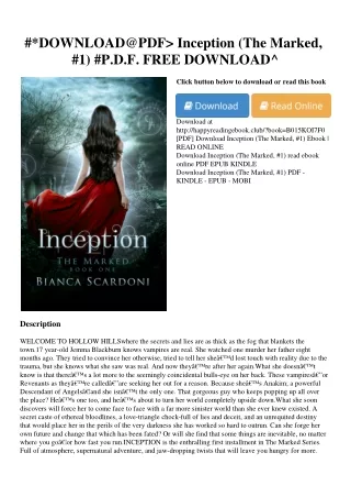 #*DOWNLOAD@PDF> Inception (The Marked  #1) #P.D.F. FREE DOWNLOAD^