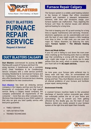 Furnace Repair Calgary | HVAC Experts - Duct Blasters
