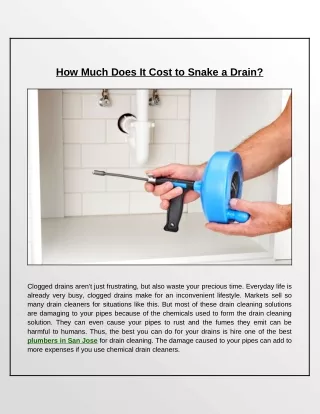 how much does it cost to snake a drain