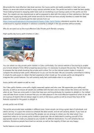 we provide the most effective cabo boat services
