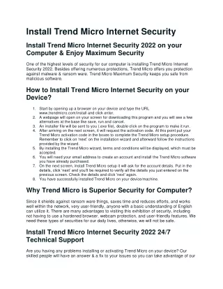 Dial  61-872-000-111 to Install Trend Micro Activation Code & maximum security &