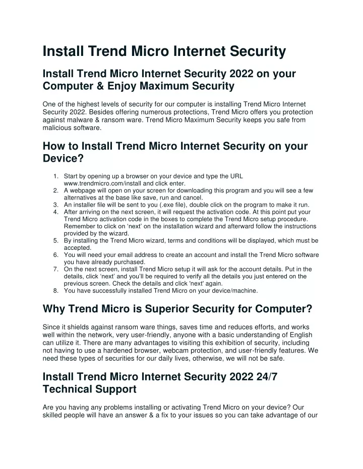 install trend micro internet security