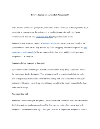 how to implement an absolute assignment