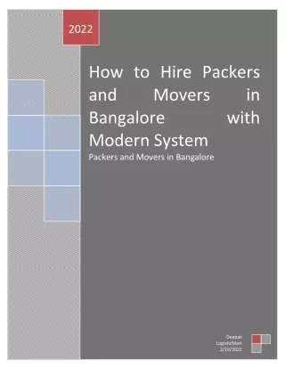 How to Hire Packers and Movers in Bangalore with Modern System
